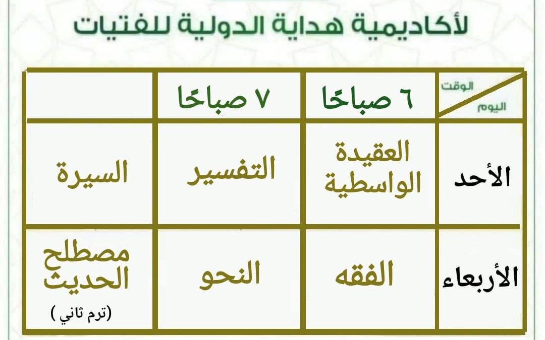 جدول محاضرات المستوى الثالث